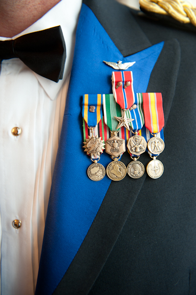 the groom's uniform and service medals
