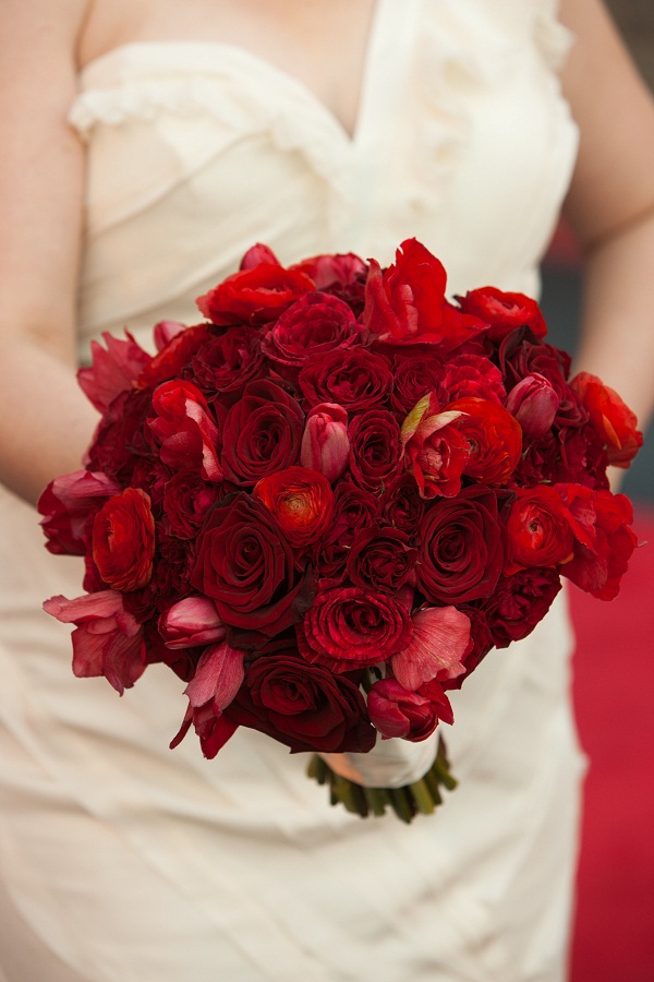 Nationals Park wedding - bright red bridal bouquet