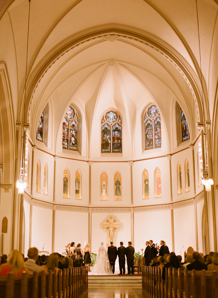 wide shot of the ceremony in the church