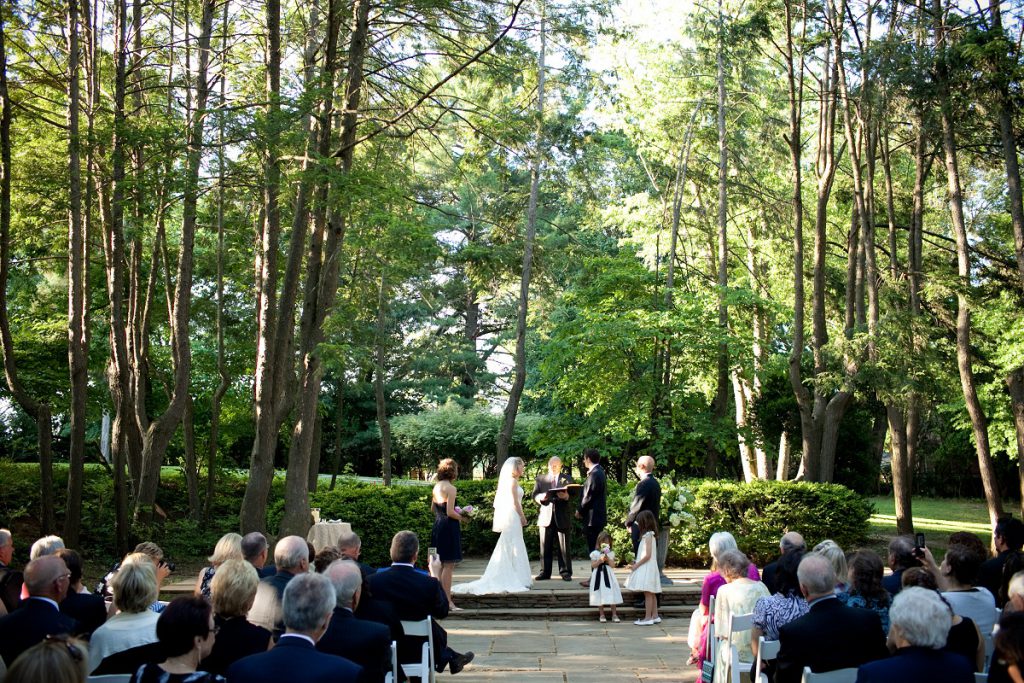 forest wedding ceremony in the Hemlock Grove at Woodend