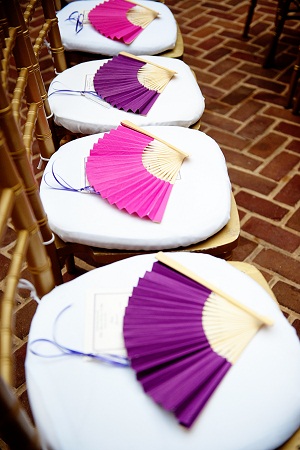 pink and purple fans