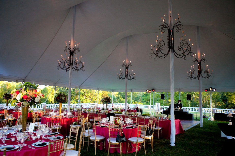 wide shot of the tented reception
