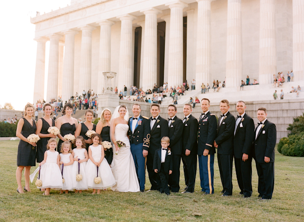 Wedding Party portrait in front of the Lincoln Memorial