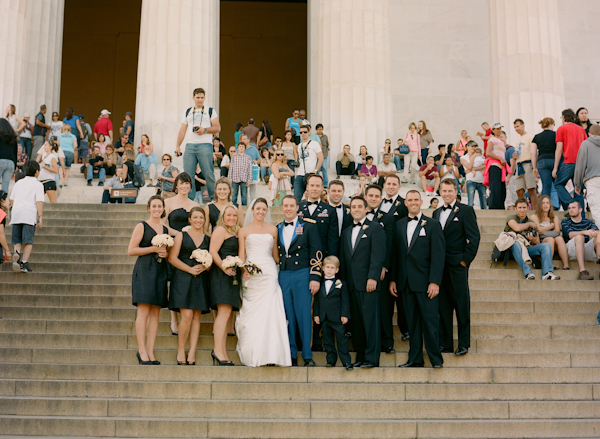 Wedding Party portrait on the steps of the Lincoln Memorial