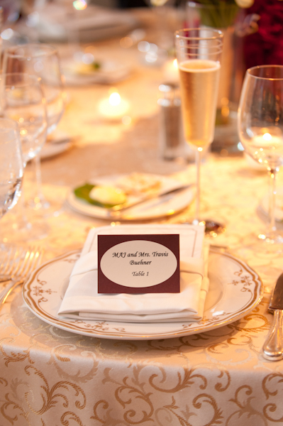 escort card at the dinner place setting