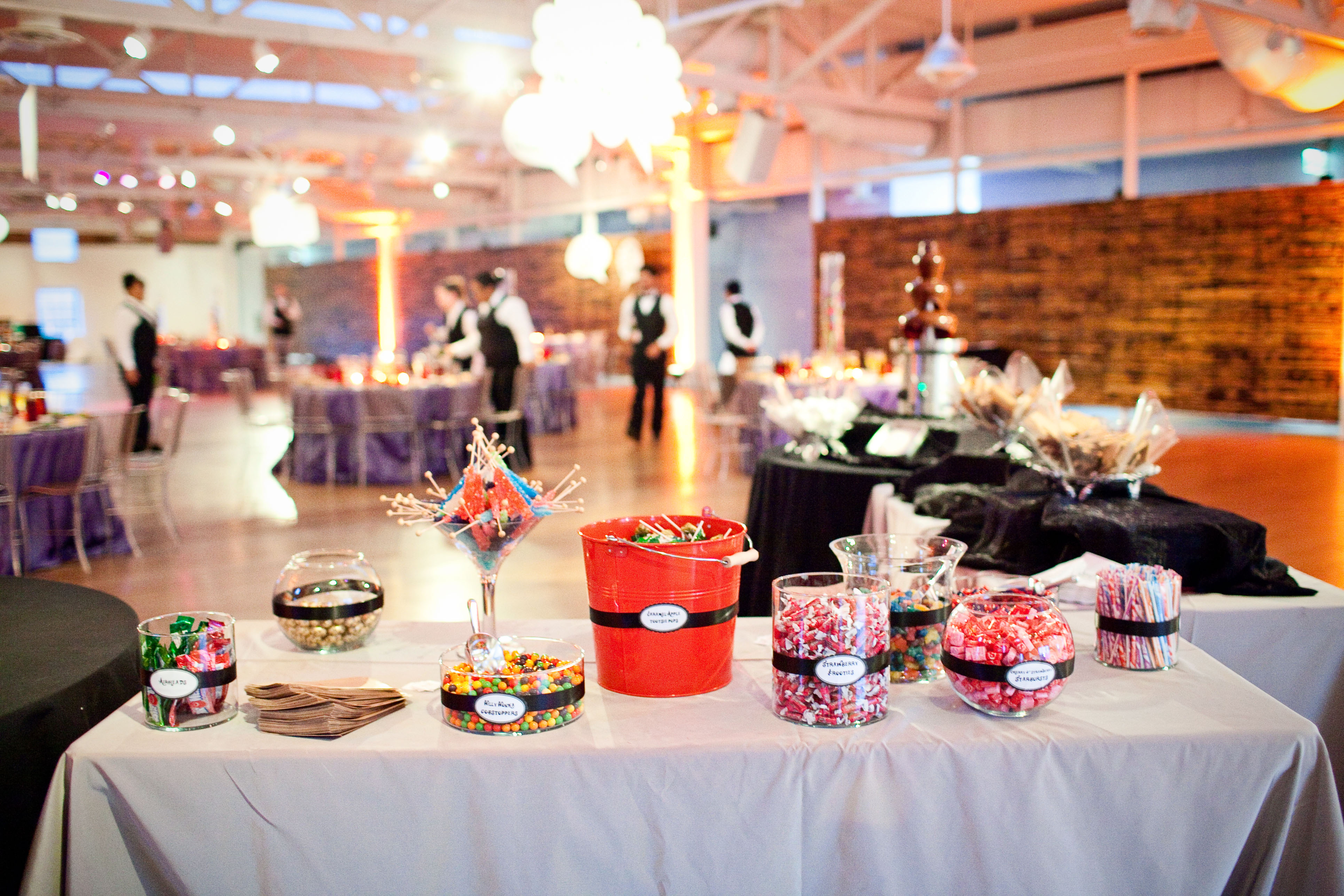 candy buffet with gumballs, pixie sticks, gobstoppers and more