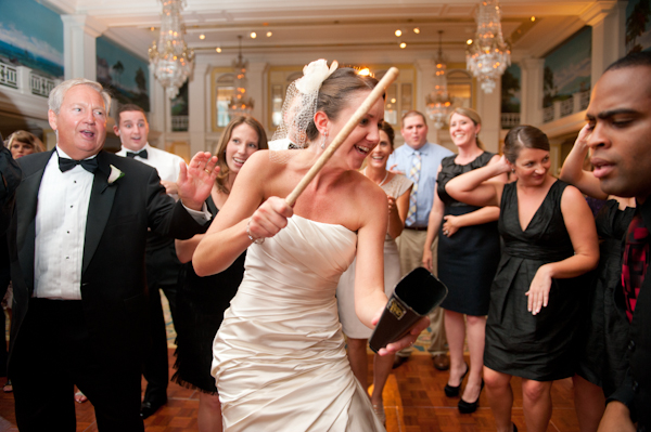 bride bangs the cow bell