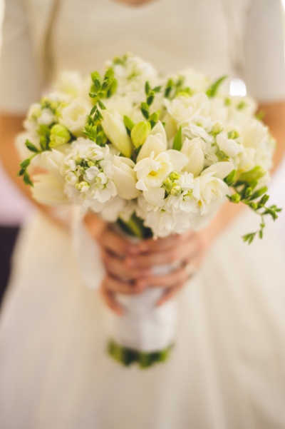 An updated all white bridal bouquet
