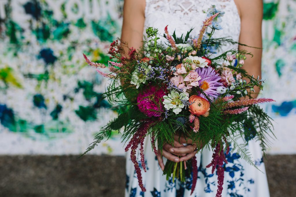 The most colorful wildflower bridal bouquet ever