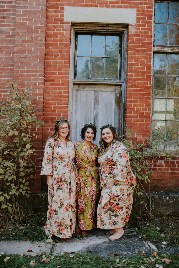 bridesmaid robe - wedding - bridal - full length - floral