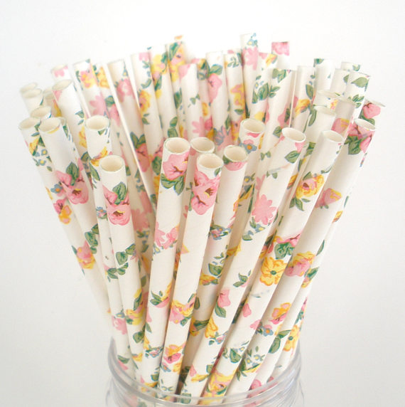 bridal or baby shower theme party paper straws