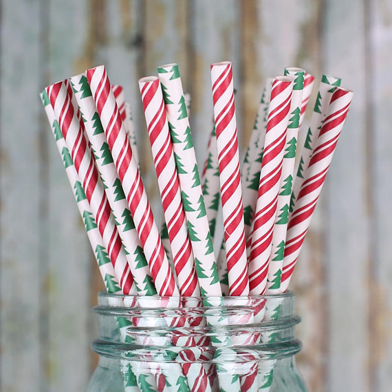 christmas theme party paper straws
