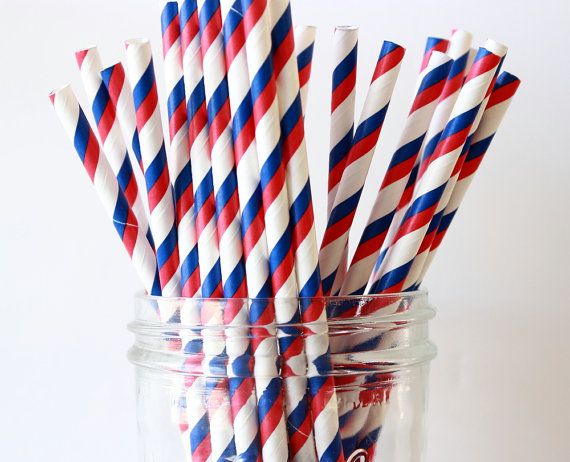 july fourth theme party paper straws
