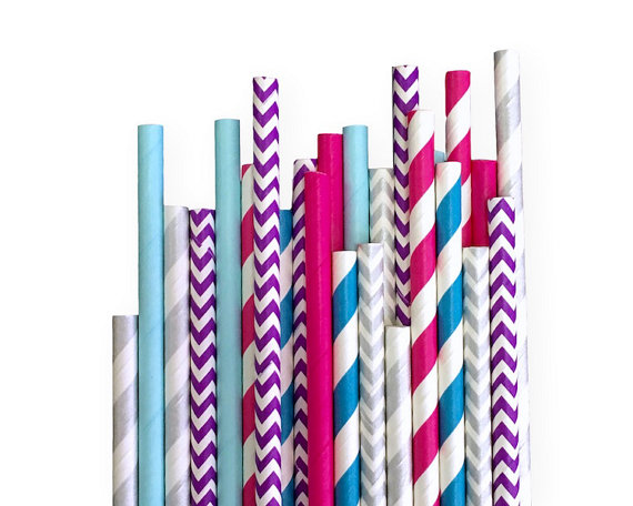 frozen theme party paper straws