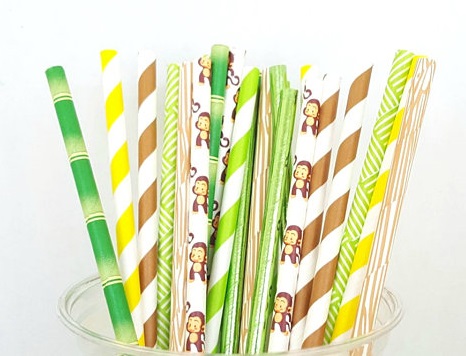 jungle book theme party paper straws curious george