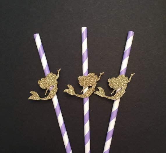 mermaid under the sea theme party paper straws