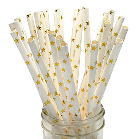 Starry Night New Years Eve theme party paper straws