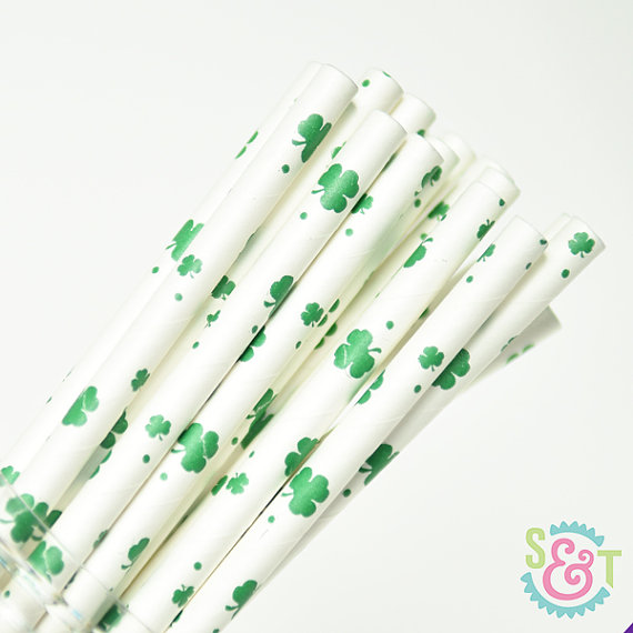 Saint Patricks Day theme party paper straws