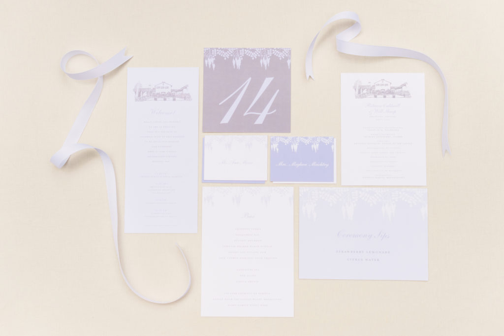 Shades of lavender for wedding stationery