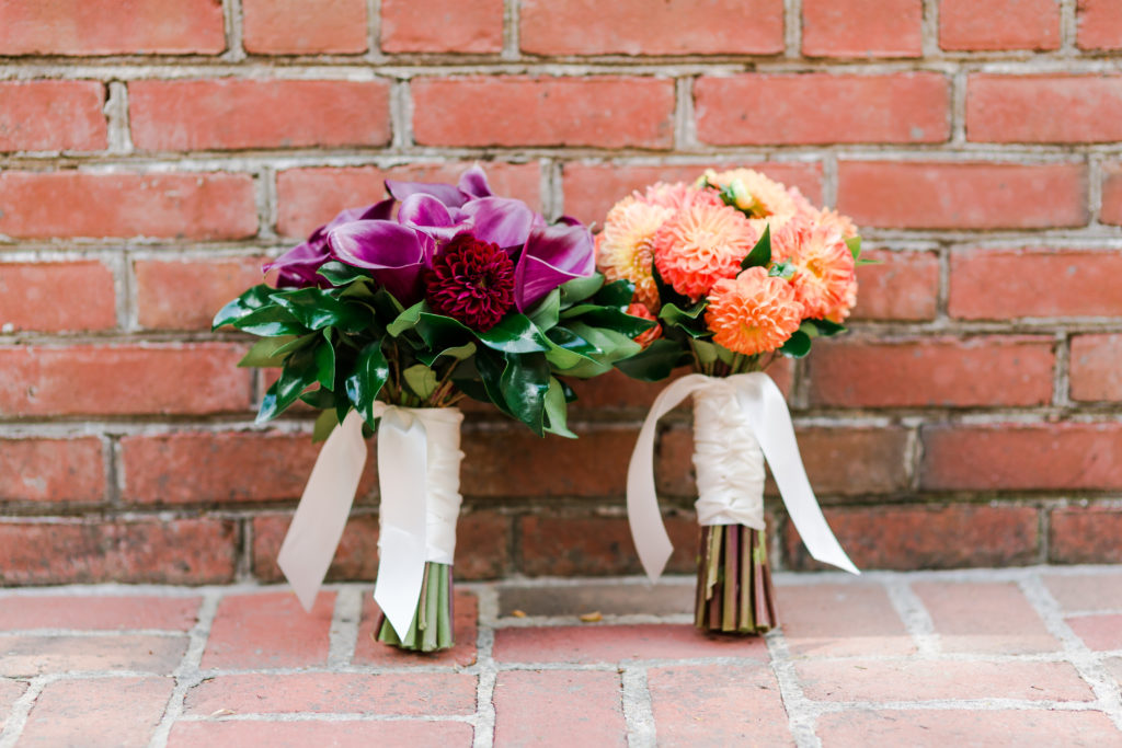 purple and orange bridal bouquet