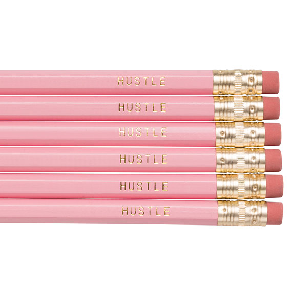 pink and gold Hustle pencils
