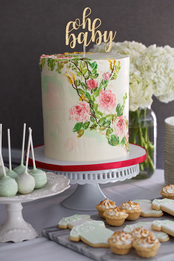 A classy, neutral baby shower in Alexandria VA - cake table