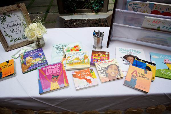 A classy, neutral baby shower in Alexandria VA - build a library