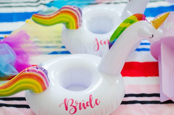 Bachelorette Party Ideas - unicorn pool drink floats 