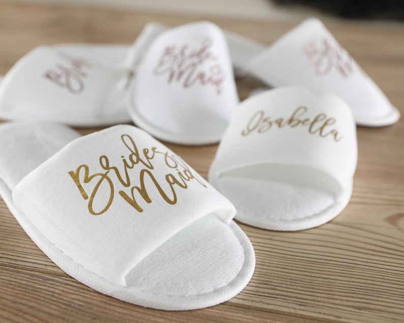 bridesmaid gift - custom slipper set