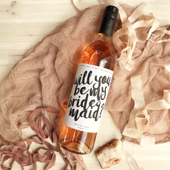 Bridesmaid Proposal Ideas - custom wine bottle label