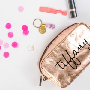 bridesmaid gift - rose gold travel bag custom