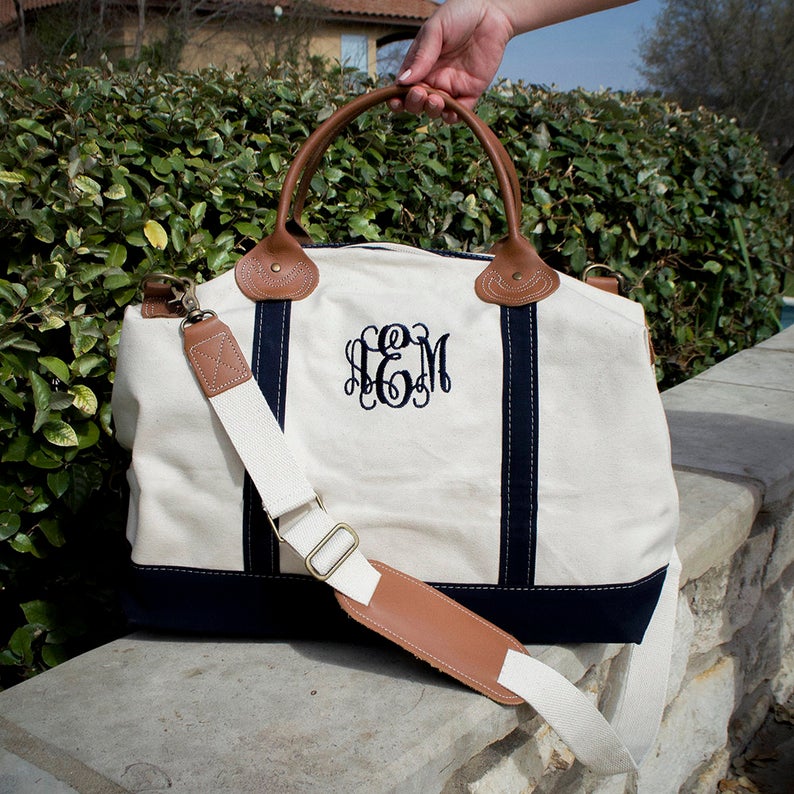 custom monogrammed duffel bag gift