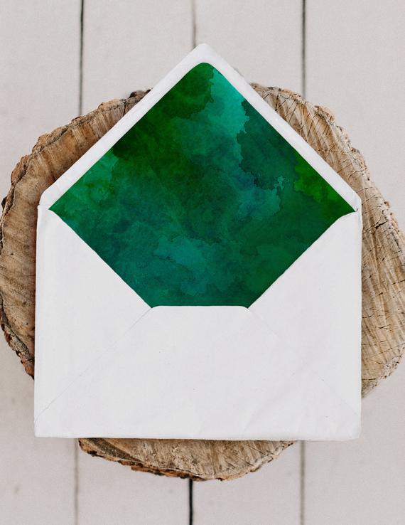 emerald royal wedding idea - marbled envelope liner