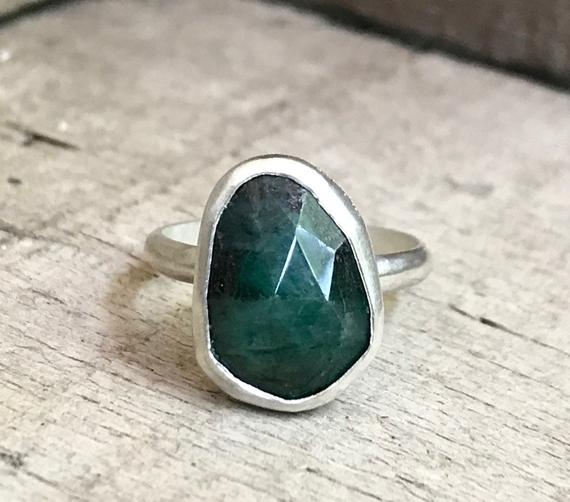 emerald royal wedding idea - raw emerald engagement ring