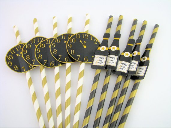 New Years Eve Party Ideas - striped straws
