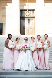 Carnegie Institute Wedding blush bridesmaid dresses