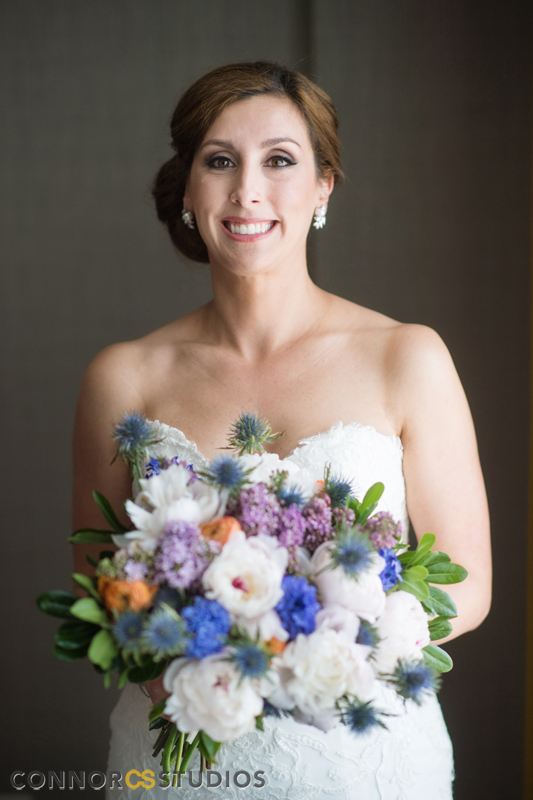 Fathom Gallery wedding blue and purple bride bouquet