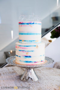 Fathom Gallery wedding - wedding cake - pink and blue