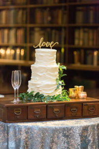 Peabody Library Wedding - white buttercream wedding cake
