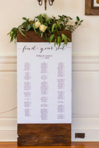Rust Manor House wedding seating chart