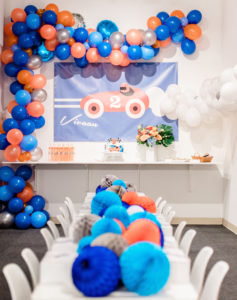 Race Car Birthday Party Blue and Orange