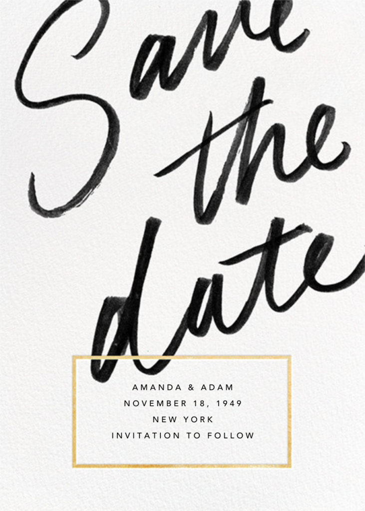 online save the date - paperless post - black white and gold