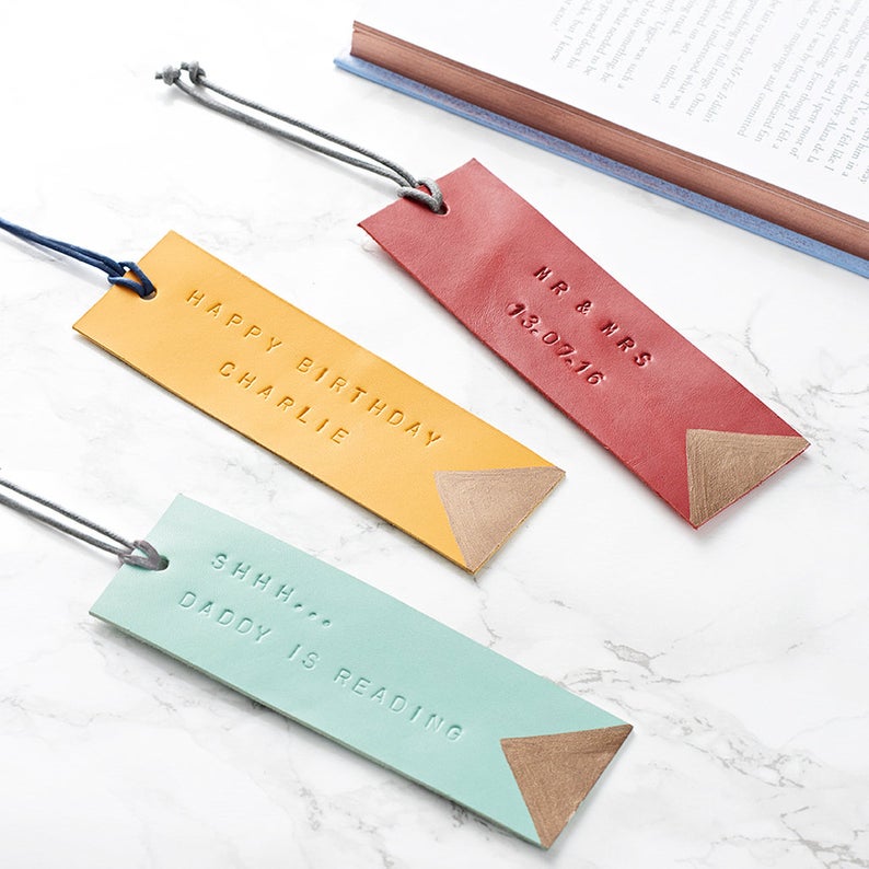 etsy gift idea: custom leather bookmark