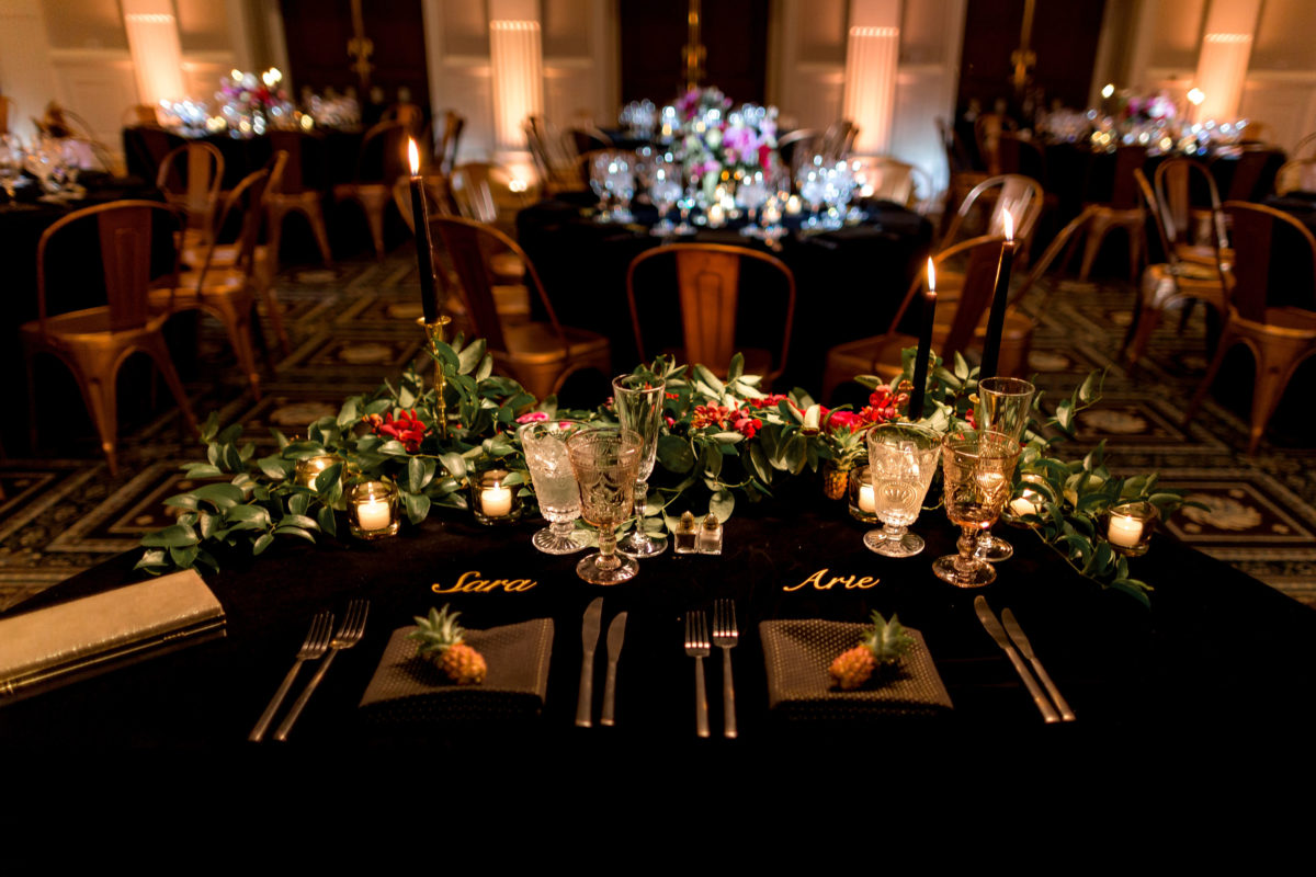 Carnegie Institution for Science Wedding – Bellwether Events – Washington DC event planner 20 reception black copper pink sweetheart table