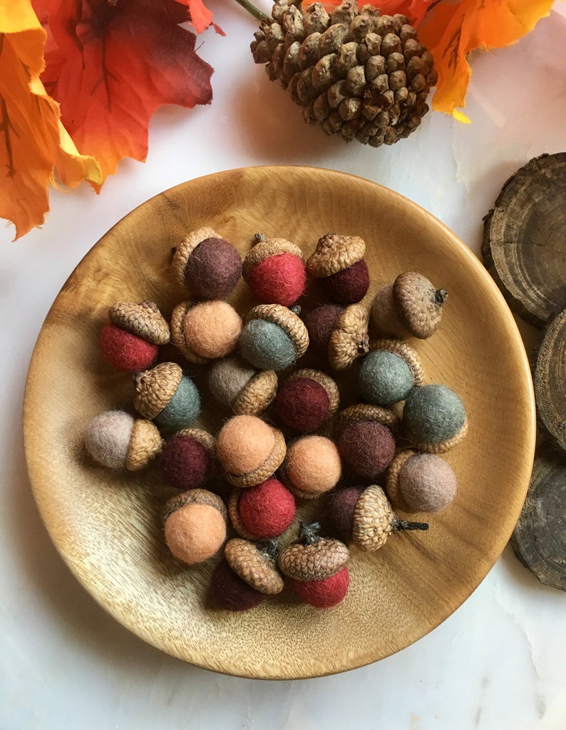 Felted acorn decorations 