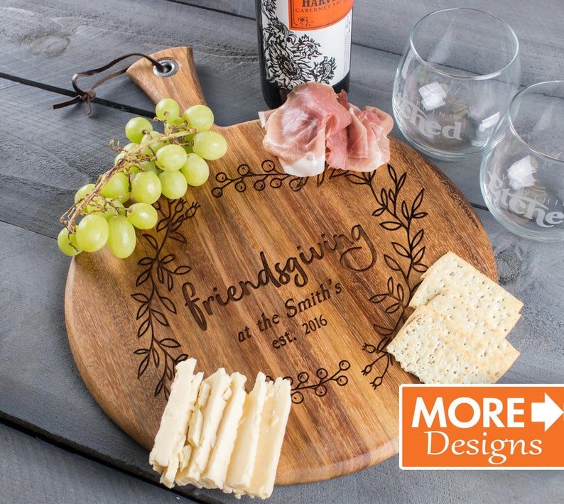custom cheese or cutting board - gift or display for Thanksgiving of Friendsgiving 
