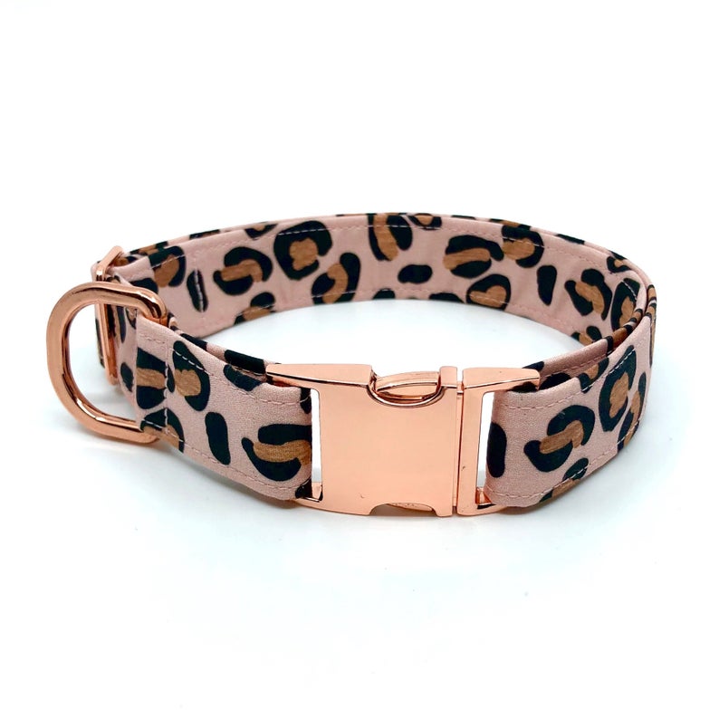 blush  leopard print dog collar