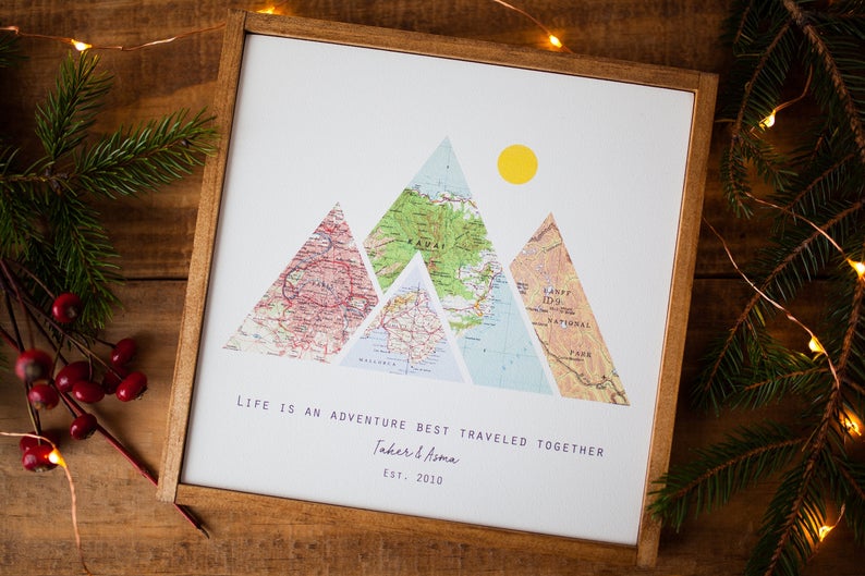 custom gifts for dad: travel map art