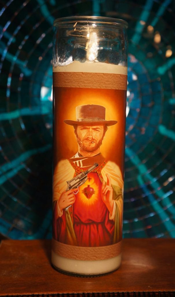pop culture gifts for dad: clint eastwood prayer candle