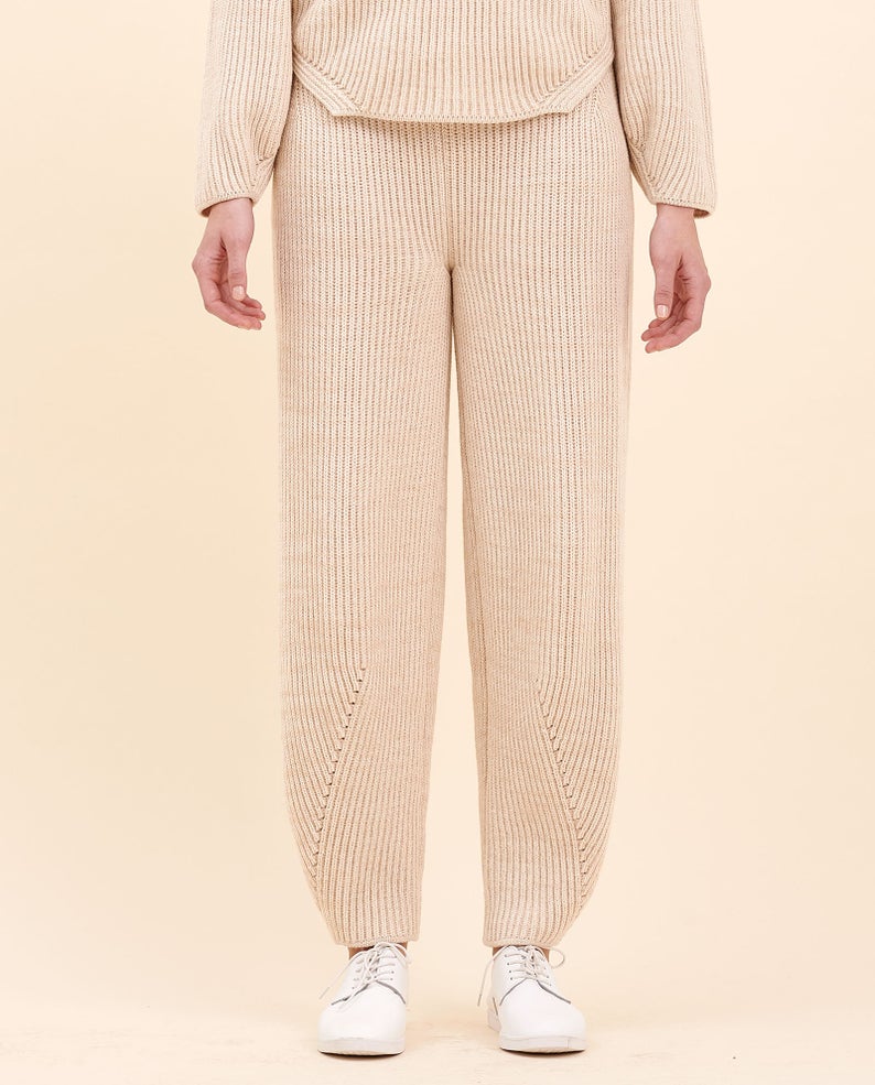 gift idea for women over $100: cashmere knit pants